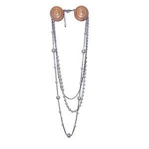 3 Layer Faux Pearl and Sequin Statement Necklace